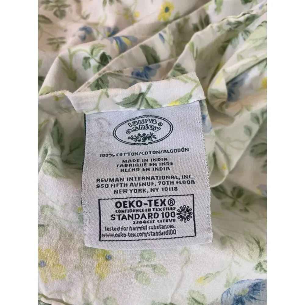 Laura Ashley Floral Pillowcases and Sheet Set in Blue, Yellow, Green on White